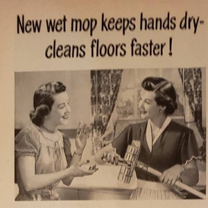 1951 O-CEDAR Sponge Mop Cleaning Floors Vintage Print Ad