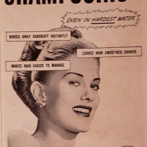 1948 TONI Creme Shampoo Hair Beauty Soft Water Shampooing Vintage Print Ad