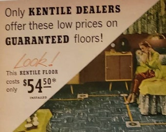 1951 KENTILE Asphalt Tile Floor Flooring Home Interior Decor Vintage Print Ad