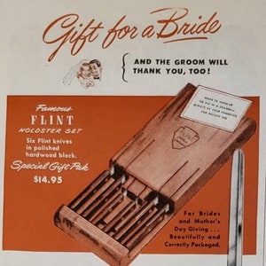 1948 FLINT KNIVES Knife Cutlery Bride Gift Vintage Print Ad