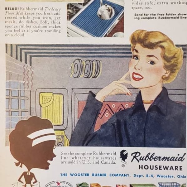 1950 RUBBERMAID Houseware Home Organization Household Wooster Rubber Company Vintage Print Ad