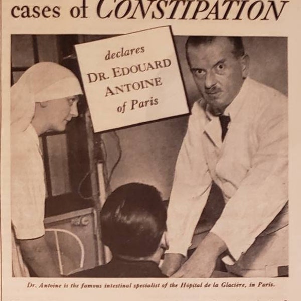 1933 FLEISCHMANN'S YEAST Constipation Dr Edouard Antoine Paris Testimonial Doctor Health Vintage Print Ad