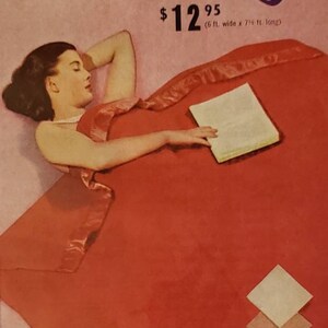 1951 TEXTRON PURREY BLANKETS Colorful Warm Fluffy Blanket Bedding Vintage Print Ad
