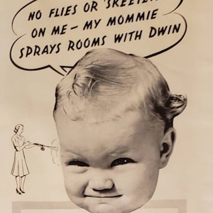 1940 DWIN Household Insect Killer Flies Mosquitos Bugs Chemical Child Baby Protection  Vintage Print Ad