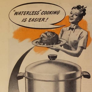 1947 REVEREWARE Copper Clad  Classic Stainless Pot Pan Waterless Cooking Rome Manufacturing Household Vintage Print Ad