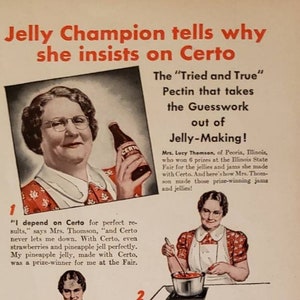 1940 CERTO Pectin Jelly-Making Jelly Champion SUNNYBROOK OVOS Ovo escalfado Anúncio impresso vintage