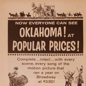 1956 OKLAHOMA Rodgers & Hammerstein Musical Motion Picture Hollywood Film Movie Shirley Jones Eddie Albert  Vintage Print Ad