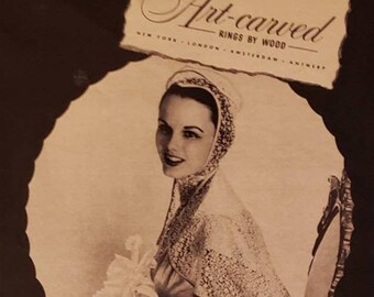 1948 ART-CARVED Diamond Wedding Ring Rings Bride Vintage Print Ad