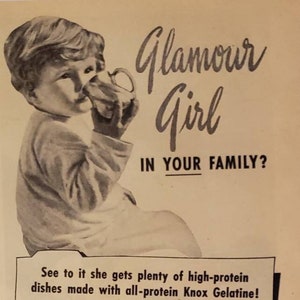 1947 KNOX GELATINE High Protein Foods Food Ice Cream Recipe Glamor Girl Vintage Print Ad