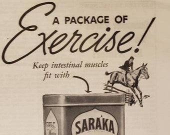 1936 SARAKA Intestinal Health Medicine Constipation Intestines Exercise SCHERING Pharmaceuticals Vintage Print Ad