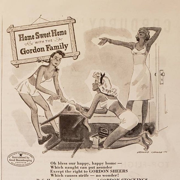 1945 GORDON Family Underwear Hosiery Stockings Knitwear Clothing Fashion Vintage Print Ad