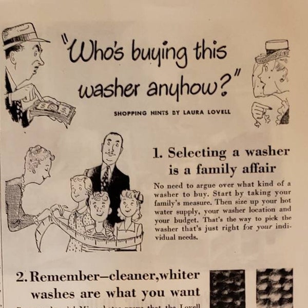 1947 LOVELL Pressure Cleansing Wringer Washer Laundry DURAN Upholstery Covering Outdoor Porch Furniture Vintage Print Ad