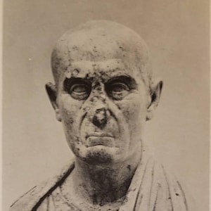 Busto in marmo di un'agorà romana Scavo Arte greca Cartolina vintage