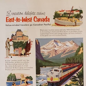 1952 CANADIAN PACIFIC Railroad Train Travel Canada METROPOLITAN Life Insurance Family Car Roadtrip Vacation Tips Vintage Print Ad