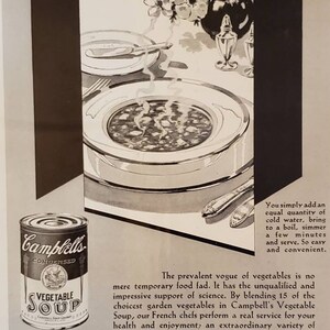 1931 キャンベル 野菜スープ 缶詰食品 スープ ヴィンテージ 印刷広告