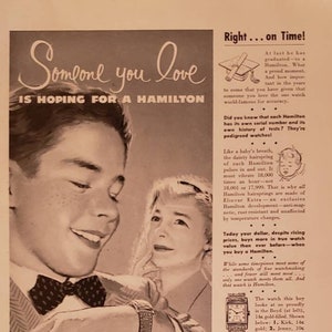 1951 HAMILTON Watch Watches Love Gift SWISS National Tourist Office SWITZERLAND Vacation Travel Vintage Print Ad