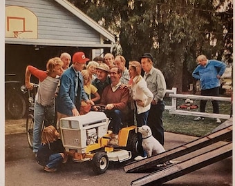 1976 INTERNATIONAL HARVESTER Cadet Lawn Tractor Neighbors BANKAMERICARD Credit Card Banking Travel Fantasy Vintage Print Ad