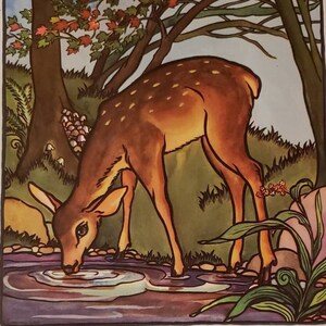 1943 CHILDREN&#39;S BOOK ILLUSTRATION Color Emmy Lou Osborne Art Kids Deer Fawn Animal
