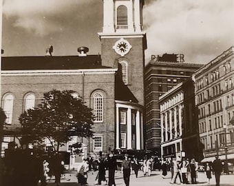 BOSTON MA Massachusetts Park Street Church Vintage Echte Foto Postkarte
