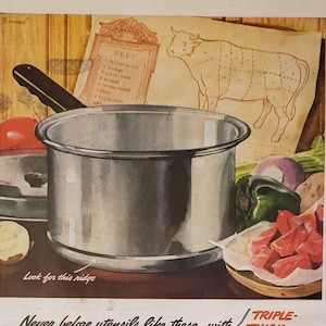 1947 REYNOLDS METALS Lifetime Aluminum Utensils Kitchen Cooking Pots Pans Vintage Print Ad