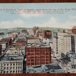 Cartão Postal 1912 SEATTLE WA Washington Downtown View do Hoge Building Vintage
