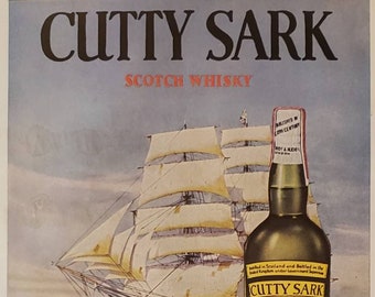 1963 CUTTY SARK Scotch Whisky Ship Alcohol Liquor  Vintage Print Ad