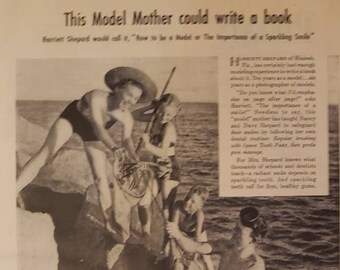 1947 IPANA Tandkräm Leende Tänder Tandkött Tandhälsa Modell Mor Harriet Shepard Vintage Tryckt Annons