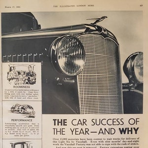 1934 VAUXHALL LIGHT SIX British Car Britain Standard SaloonVintage Print Ad