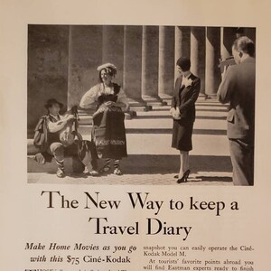 1931 CINE KODAK Home Movie Cameras Film Vacation Travel Diary Vintage Print Ad