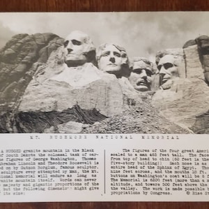 MT RUSHMORE National Memorial Presidents Dakota del Sur Foto Real Tarjeta Postal Vintage