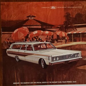 1965 MERCURY Station Wagon Racquet Club Palm Springs or MAGNAVOX Magna-Color TV Vintage Print Ad