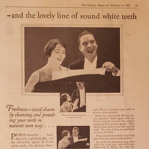 1926 PEBECO ZAHNPASTE Weiß Zähne Lächeln Sänger Zahnhygiene Lehn & Fink Vintage Print Ad