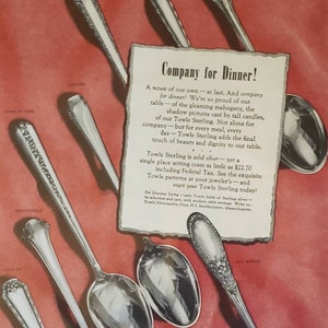 1946 TOWLE STERLING Flatware Silverware Spoon Patterns Kitchen Household Vintage Print Ad