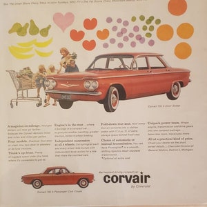 1960 CHEVROLET CORVAIR 700 4 Door Sedan Compact Car Thrift Savings Club Coupe Auto Vintage Print Ad