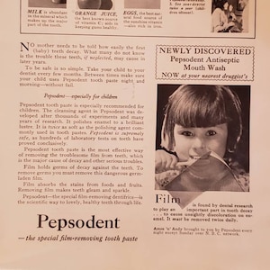 1931 PEPSODENT Zahnpasta BabyZähne Film Zahnzerfall Zahnpflege Zahnarzt Vintage Print Ad