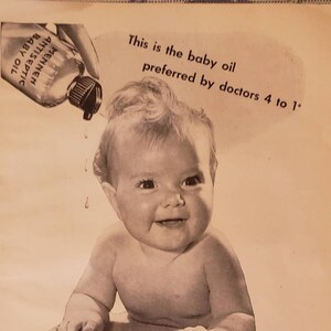1945 MENNEN Antiseptic Baby Oil Infant Health Vintage Print Ad