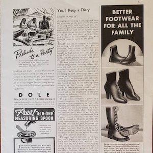 1937 VARIOUS ADS Dole Pineapple Typewriter Old Dutch Cleanser Fireplace Ball Band Footwear Peter Klerner Furniture Vintage Print Ad