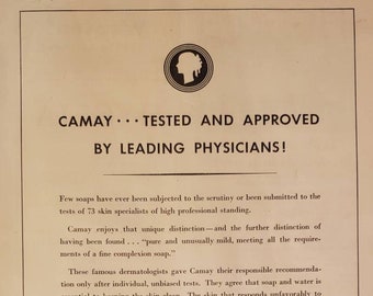 1932 CAMAY SOAP Skincare Skin Health Proctor & Gamble Vintage Print Ad