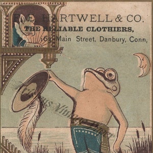 HARTWELL & Co. Clothiers FROG Danbury CT Digitales Bild Download Datei Vintage Viktorianisch Handelskarte Werbung Druckbare Scrapbooking Collage