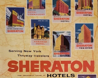 1956 SHERATON HOTELS New York Thruway Travel Hotel Trip Vintage Print Ad