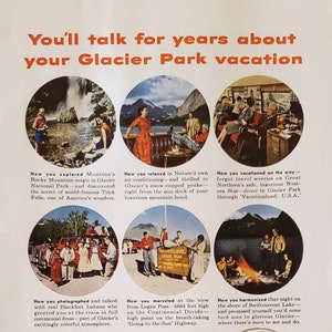 1954 GREAT NORTHERN Railway Western Star Train Glacier Park Travel Tourism Vacation Vintage Print Ad