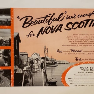 1956 NOVA SCOTIA Travel Bureau Canada Vacation Trip  Vintage Print Ad