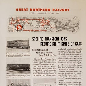 1945 GREAT NORTHERN RAILWAY Freight Cars Train Routes Great Lakes Pacific Vintage Print Ad