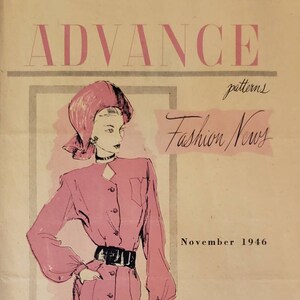Novembre 1946 ADVANCE PATTERNS JC Penney Home Dressmaking Dress Pattern Cucito 8 Pagine Vintage Stampa Ad Booklet