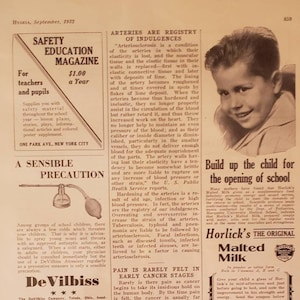 May include: A black and white vintage advertisement for Horlick's Malted Milk. The ad features a smiling young boy and the text "Build up the child for the opening of school". The ad also includes a description of the benefits of Horlick's Malted Milk for children, including its ability to provide energy and strength.