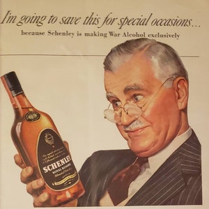 1943 SCHENLEY ROYAL RESERVE Whiskey War Alcohol Special Occasions Vintage Print Ad