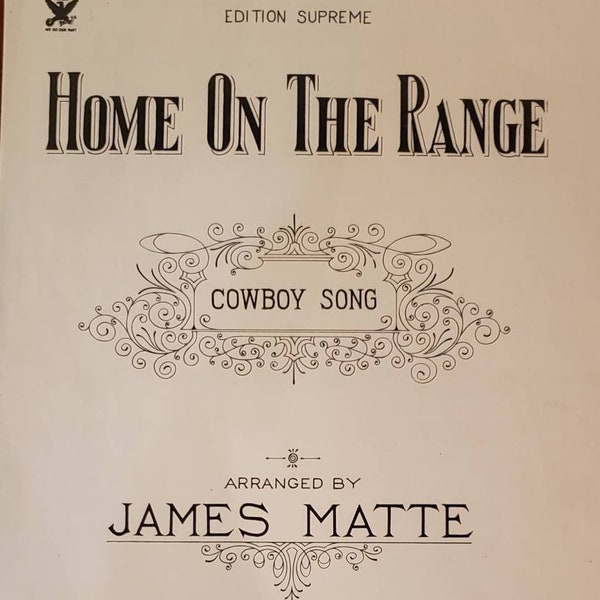 Home on the Range Cowboy Song 1932 Vintage Sheet Music