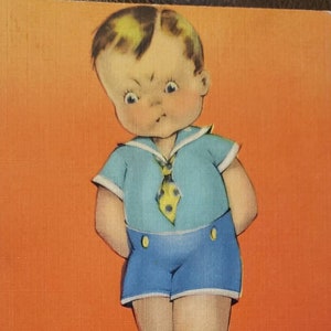 DAMES IS NUTS Petit garçon Humour vintage Linen Carte postale