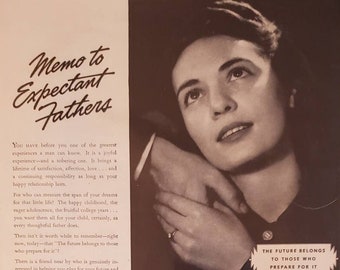 1943 PRUDENTIAL Levensverzekeringspolis Financiën Toekomst Aanstaande Vaders Vintage Print Advertentie