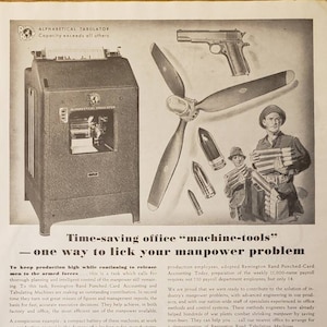 1944 REMINGTON RAND Accounting Tabulating Office Machines World War 2 Vintage Print Ad